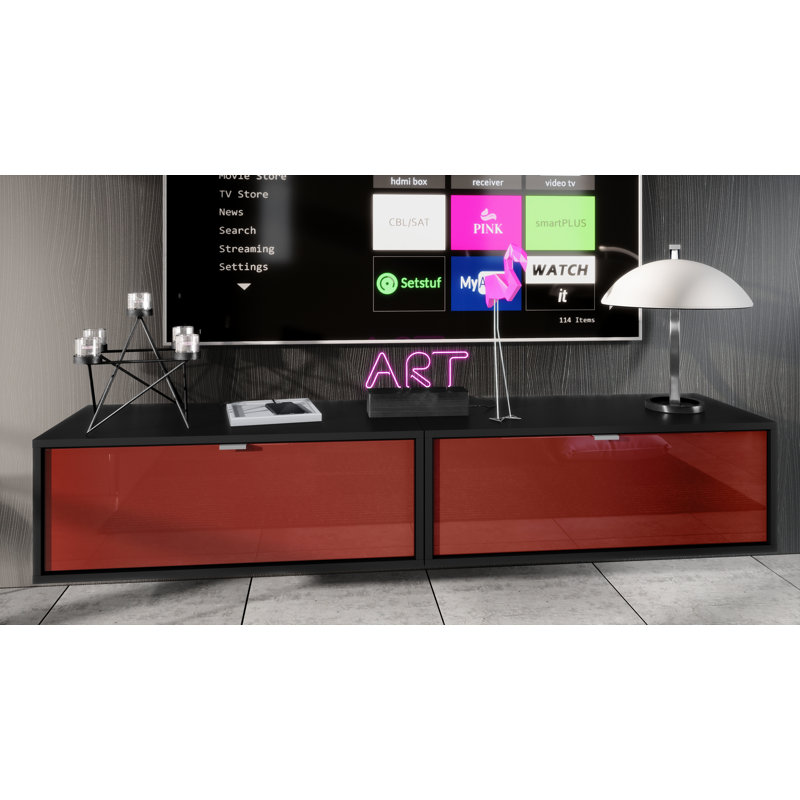 Mccaffrey TV Stand for TVs up to 55", Black/Bordeaux High Gloss
