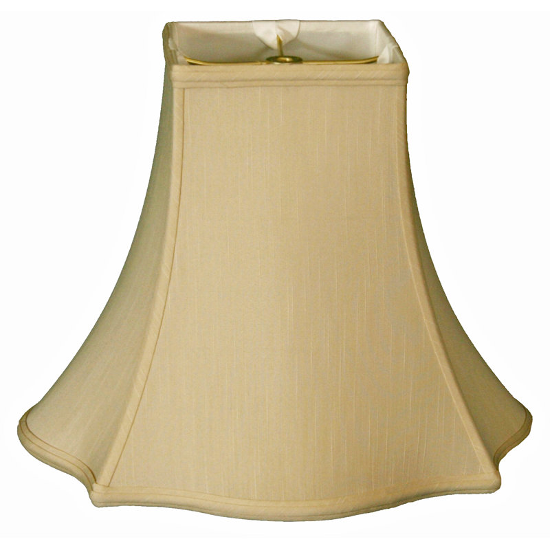 Abat-jour cloche en soie / shantung (araignée), Beige/Or, H 11,5 po x l 14 po x P 14 po