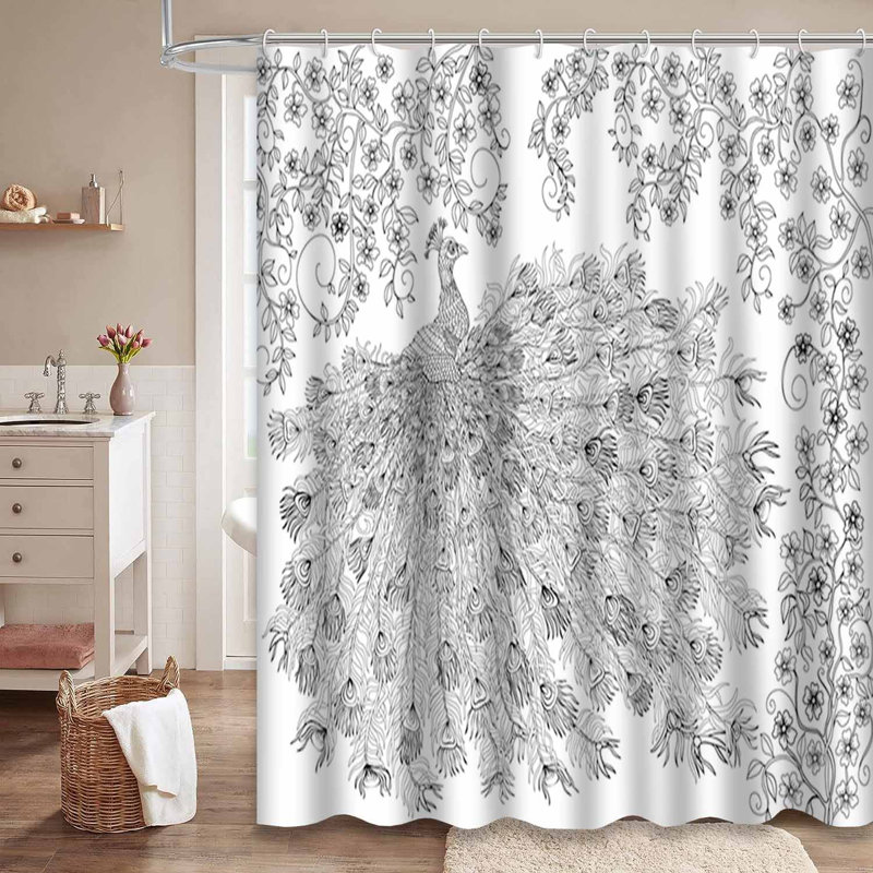 Rideau de douche transparent transparent, rideaux de douche pour la salle de bain avec 12 crochets, 72" L x 78" W