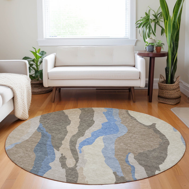 Tapis intérieur / extérieur brun Petala , 8 pi x 8 pi