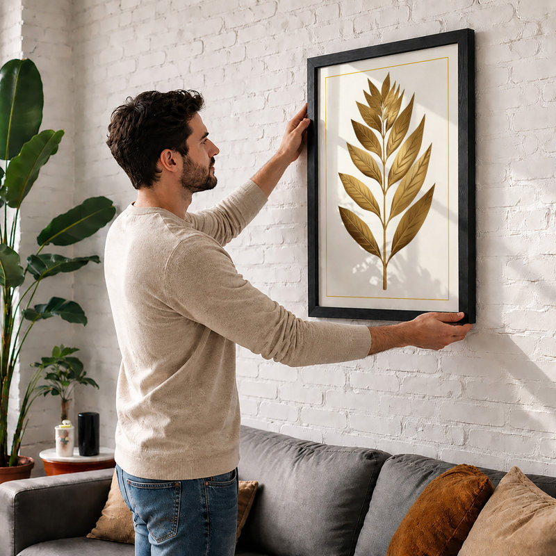 Golden Specimen Botanical - Framed Print, Oak, A4 - 29.7 x 21.0 cm