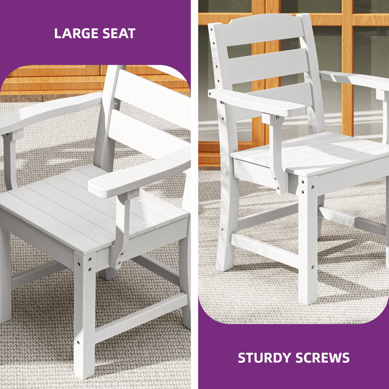 Ensemble de 2 chaises d'extérieur pour l'extérieur, toutes saisons pour terrasse, jardin, cour, bord de piscine, Blanc