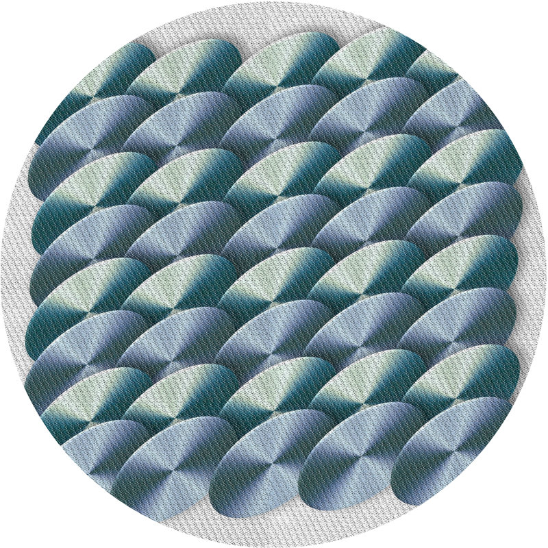 Tapis bleu/gris à tisser électrique, Rond 6 pi