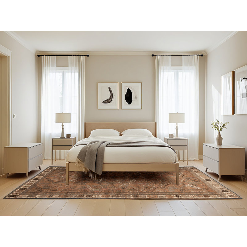 Tapis brun turc lavable à la machine, Rectangle de 5 pi x 8 pi