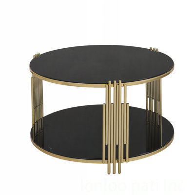 Stylish Modern Coffee Table with Asymmetrical Metal Structure, Circular Drum Base, and Lower Shelf for Enhanced Decor and Functionality.