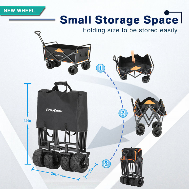 Outdoor Folding Camping Wagons, Black+Gold