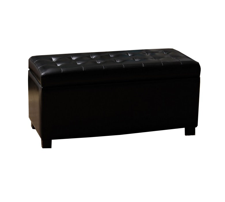 Banc de rangement en similicuir Stromsburg, Noir