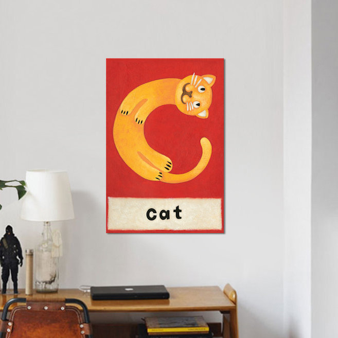 «C is for Cat», impression sur toile tendue, H 40 po x l 26 po x P 1,5 po, Toile tendue, Pas de tapis