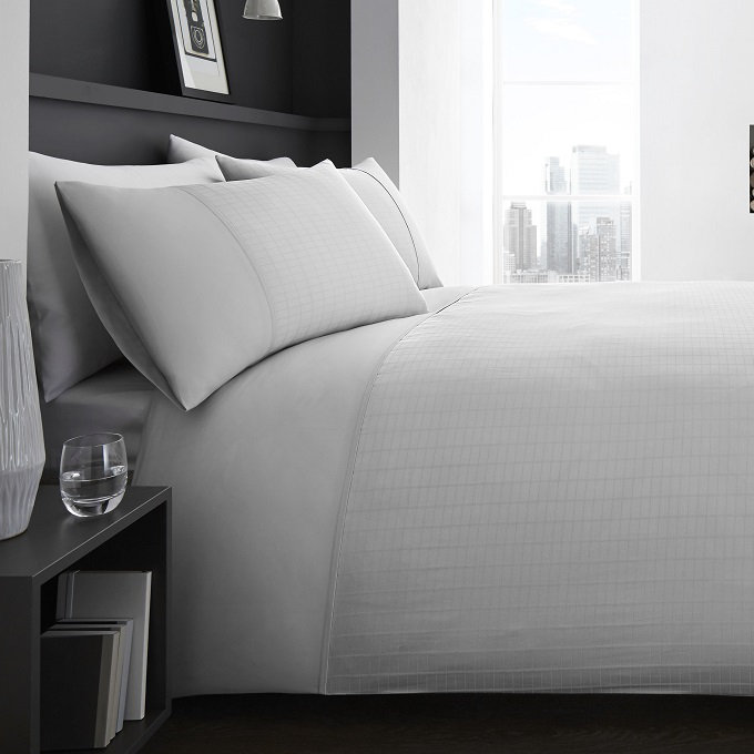 Cotton Blend Solid Colour Duvet Cover Set with Pillowcases, Super King - 2 Standard Pillowcases, Grey