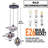 Triple-head Smoke Gray Glass Pendant Light - Adjustable Length / E26 Base / Wall Switch