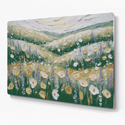 «Farm Spring Flowers», art mural en métal gris