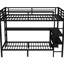Lit superposé en métal avec DEL, bureau et tablettes, options de placement polyvalentes, bureau modèle noir, mode variée