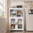 Abdullah Foldable Storage Cabinet with Shelves, Clear Double Doors & Rolling Wheels
