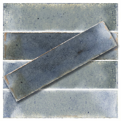 Calypso Sky Glossy 2.5x10 Porcelain Subway Wall Tile Handmade Look
