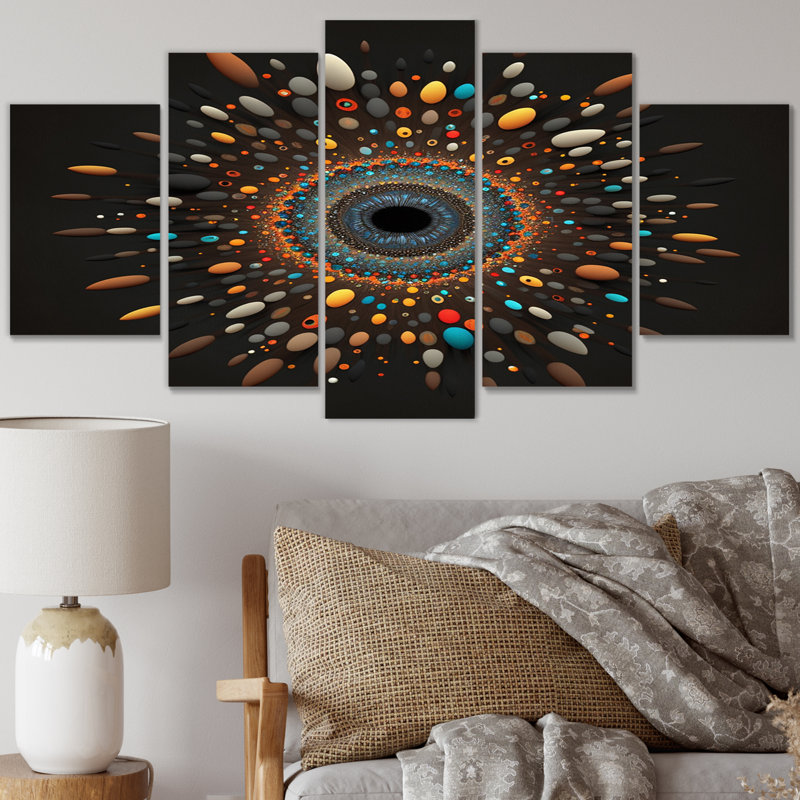  «Pristine Spirit Spiritual Abstract VII - Art mural moderne sur toile géométrique - 5 panneaux
