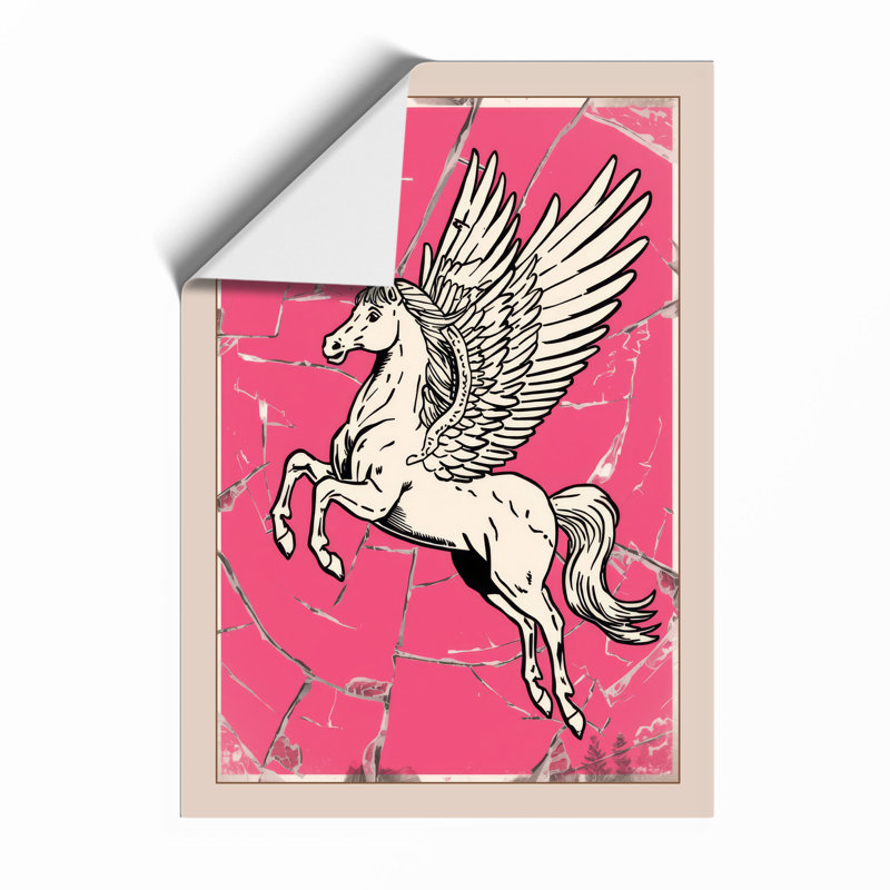 Pegasus in Flight Retro - Framed Print, A4 - 29.7 x 21.0 cm, Unframed