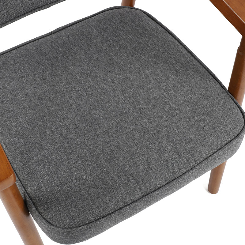 Hisaw Faux Leather/Fabric Upholstered Armchair Classic Dining chair with Armrest, Gray, 1