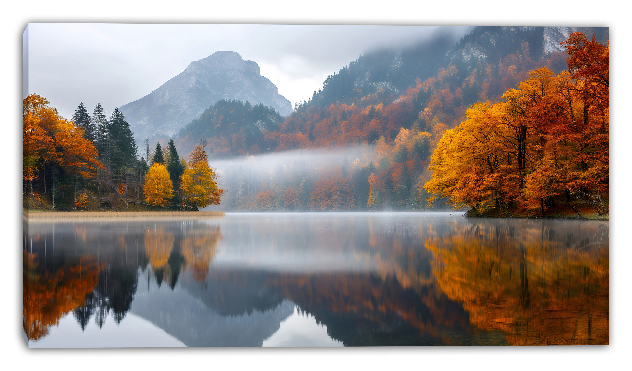Union Rustic Misty Ridge Lake Wrapped Canvas Wall Art | Wayfair