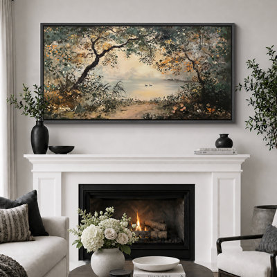 Forest Lake Landscape Artwork, Rustic Living Room Wall Pictures, Giclee Canvas Digital Print Extra Large Framed Wall Art