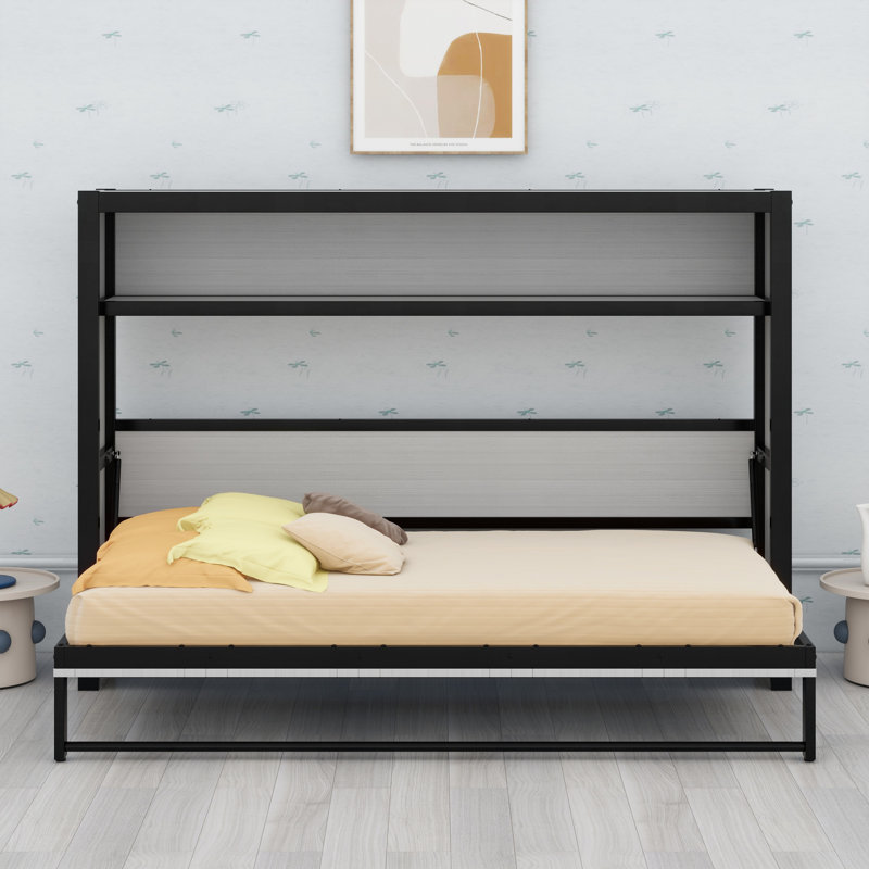 Lit escamotable avec tablettes Murphy, Gris