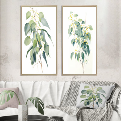 "Minimalisme eucalyptus", 2 pièces sur toile