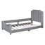 Lit de jour simple tapissier avec tête de lit à rayures classique, gris-367700344