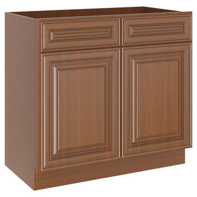 Meuble sous-évier double porte en contreplaqué HOMEIBRO Cozy Design, 36 po L x 21 po P x 34,5 po H, à assembler, coloris Cameo Scotch