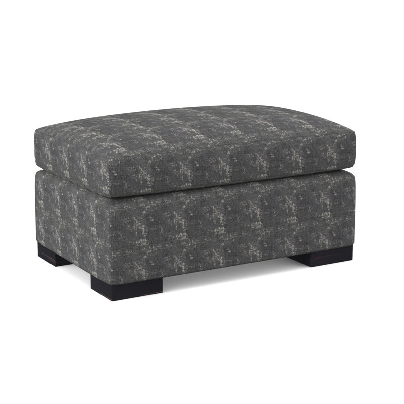 Elkins Ottoman, Venice Linen, Vintage Ebony