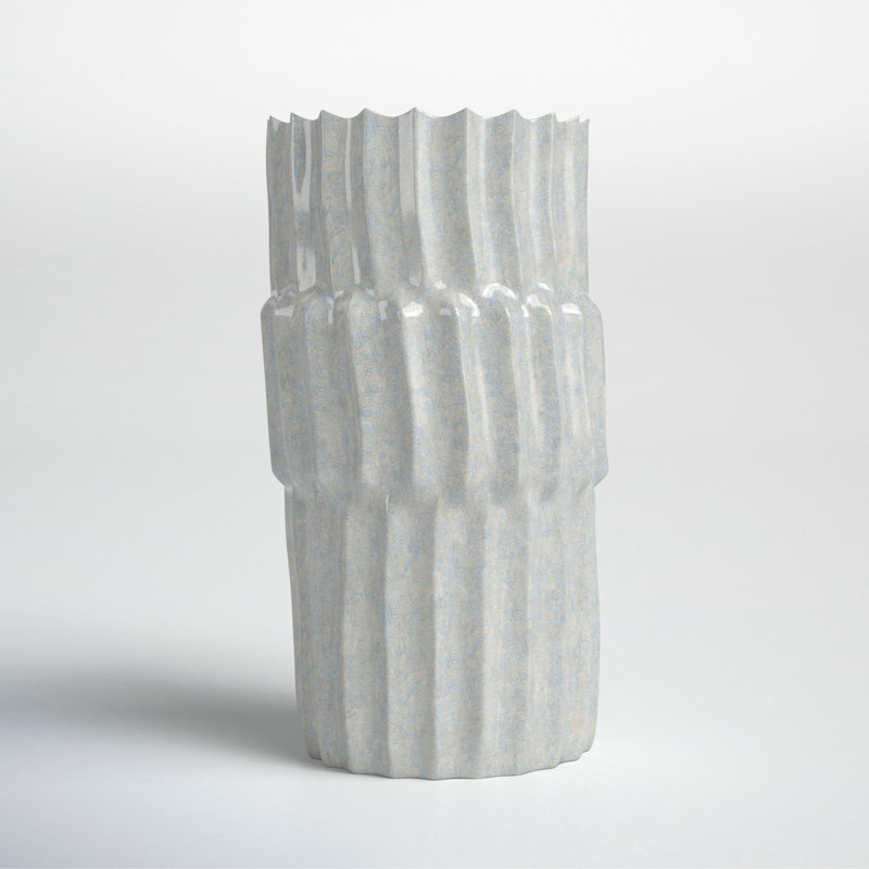 Zahari Ceramic / Porcelain Table Vase, 13.8" H x 7.5" W x 7.5" D, Gray