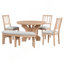Ensemble de salle à manger 5 pièces Rustic Charm, table ronde en bois avec 3 chaises rembourrées et 1 banc incurvé pour la salle à manger, la cuisine et le salon-1748880805