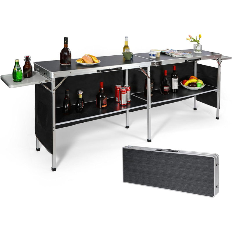 Winon Rectangular Wood Metal Folding Outdoor Bar Table , 78'' in. W 15'' in. D