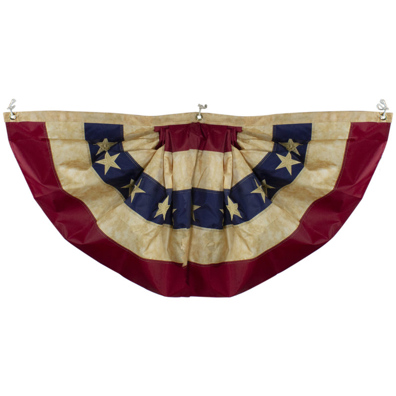 Drapeau patriotique bicolore plissé teint thé 24 po x 48 po Americana