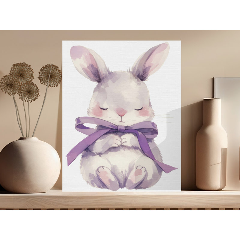Cute Watercolor Bunny Nursery Canvas Print, 15x30