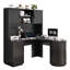 Bureau d'ordinateur en L 71 po avec huche et 3 tiroirs, bureau d'ordinateur Tambour en bois avec tiroir classeur et station de charge-171352241