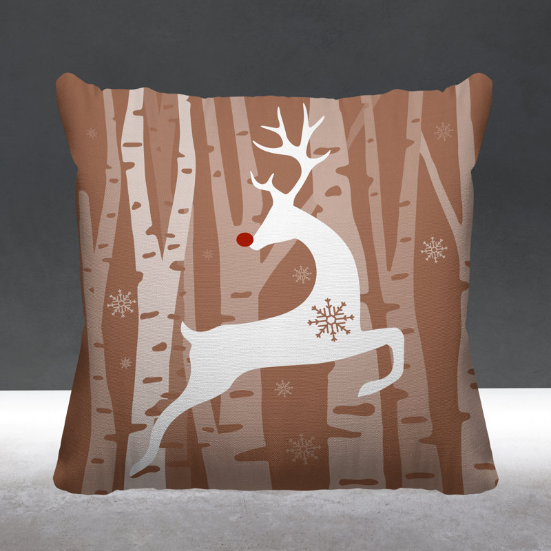 Coussin décoratif intérieur / extérieur Reindeer, 15 po x 15 po, Chair, Carré