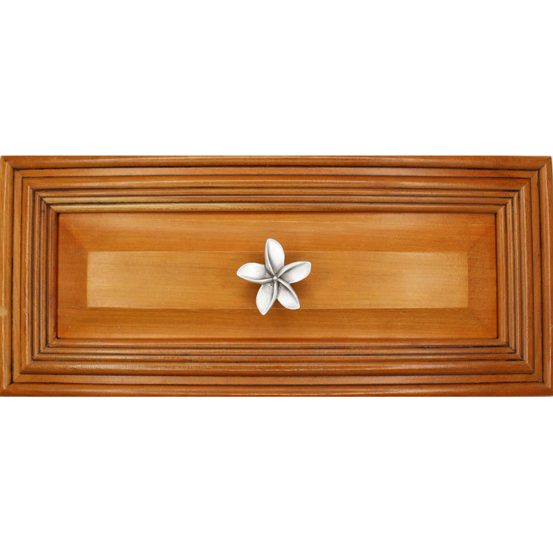 2" Plumeria Flower Medium Knob, Brushed Nickel, 1.75" L x 1.75" W, 2