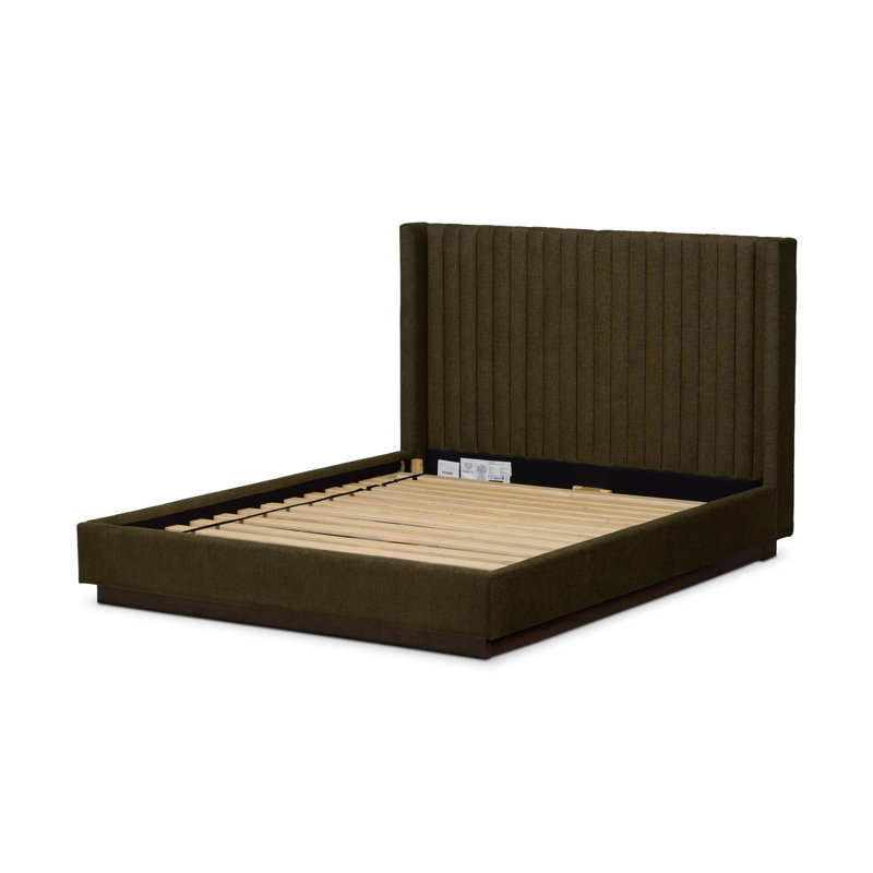 Montgomery Upholstered Wingback Bed, King, Sutton Olive