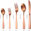 Modern Matte Stainless Steel Flatware Set For 6 With Rose Gold Finish, Square Handle Design, Durable Cutlery For Home And Restaurant Use