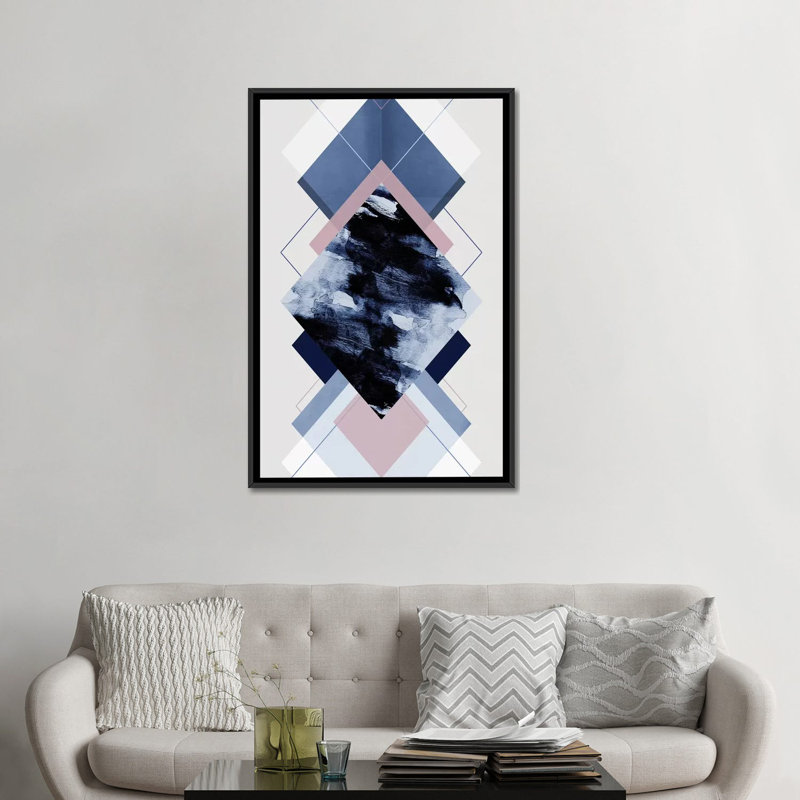 « geometric textures xi », impression sur toile, H 26 po x l 18 po x P 1,5 po, Toile avec cadre noir, Pas de tapis