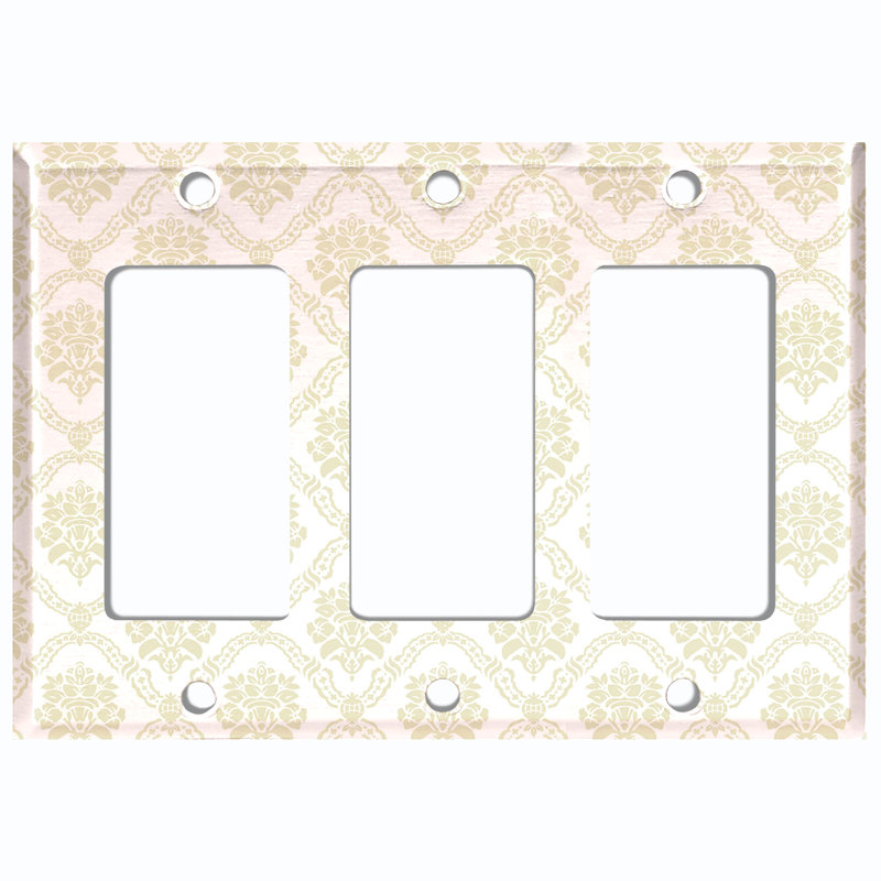 Patterned 3 - Gang Toggle Light Switch Standard Wall Plate, Gray/White