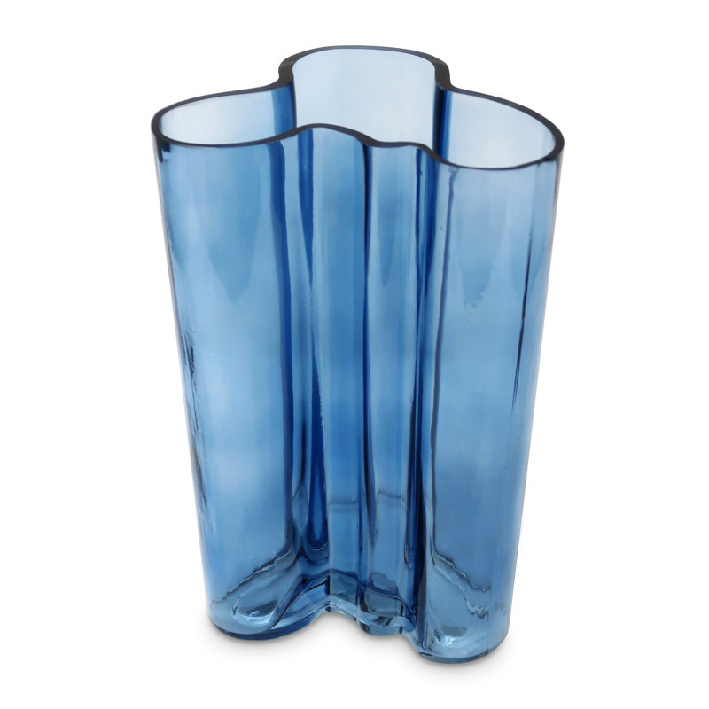 Tinted Curved Vase, 9.80" H x 5.50" W x 6.50" D, Blue