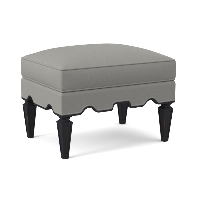 Palm Upholstered Ottoman, Vintage Ebony, Fizz Ivory 100% Polyester