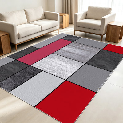 Tapis géométriques abstraits de 1 pièce pour le salon, doux et confortables, adaptés à toutes les saisons, faciles à entretenir, tapis de sol intérieur lavable à la machine, sous la table de ferme convenant à la chambre à coucher, au bureau, au couloir, au balcon, au patio, à la maison