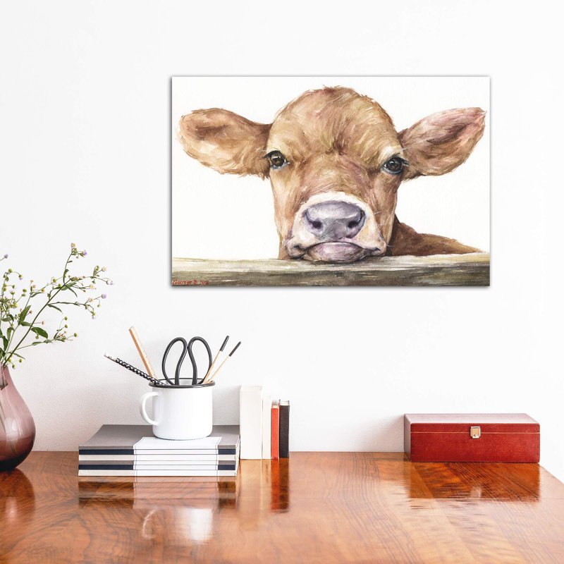 « Calf » par George Dyachenko, reproduction d’art encadrée, H 12 po x l 8 po x P 0,75 po, Toile tendue