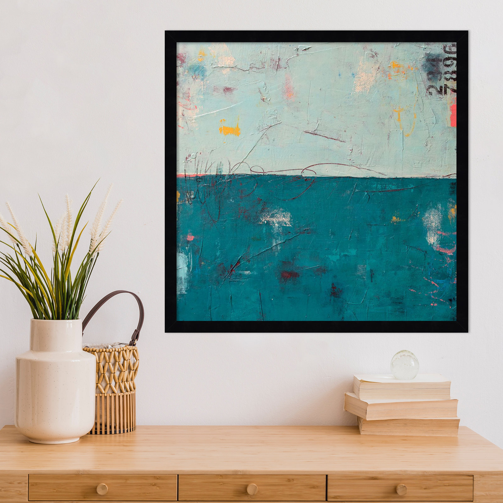 Blue Bay Hideaway Print by Erin Ashley, 21" H x 21" W, Black
