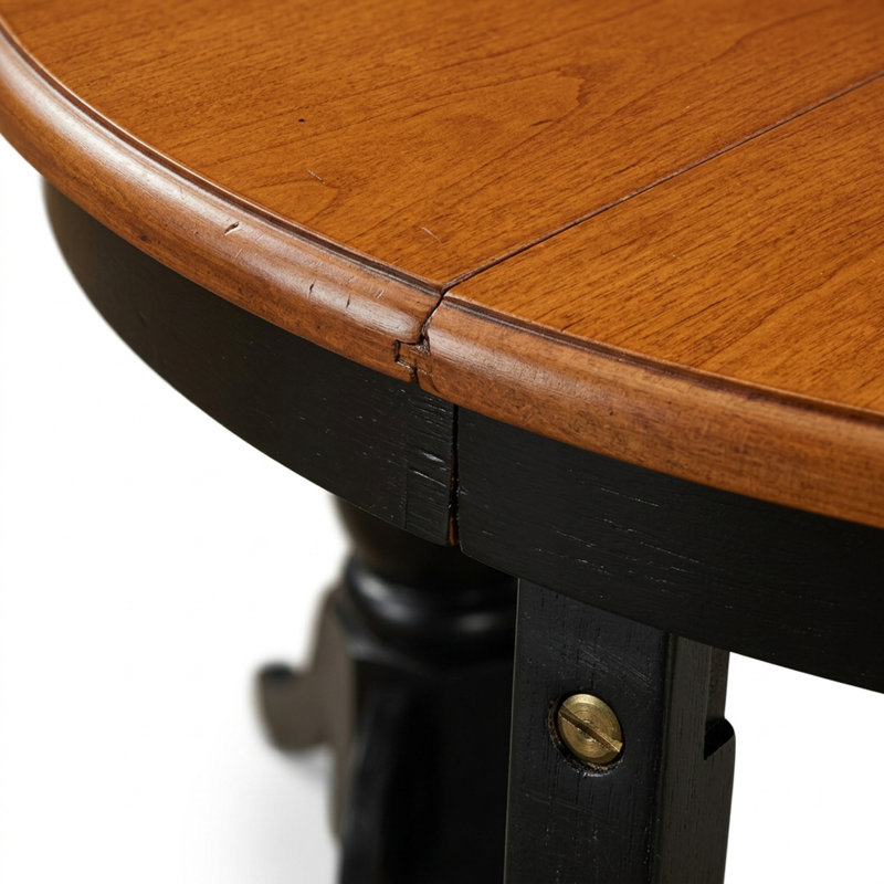 Black Cherry Finish Solid Wood Round 3 Piece Dining Set Double X Back