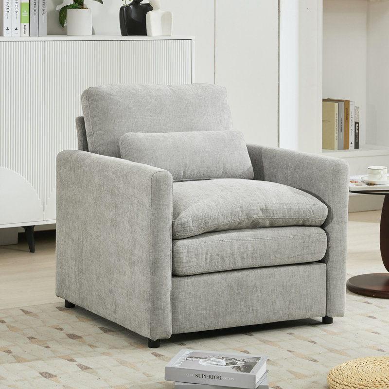 Fauteuil rembourré 31,9 "surdimensionné et confortable, Gris clair