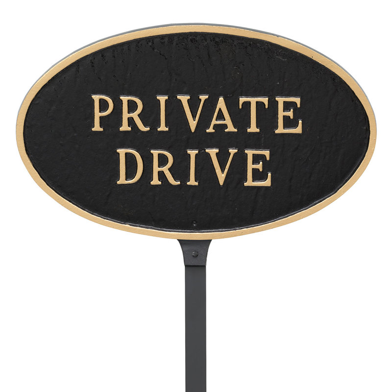 Enseigne de jardin en forme de voiture privée bodiford, H 6 po x l 10 po x P 0,25 po, Noir / or