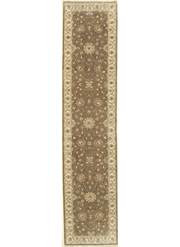 Hand Knotted Wool Floral Area Rug in Brown