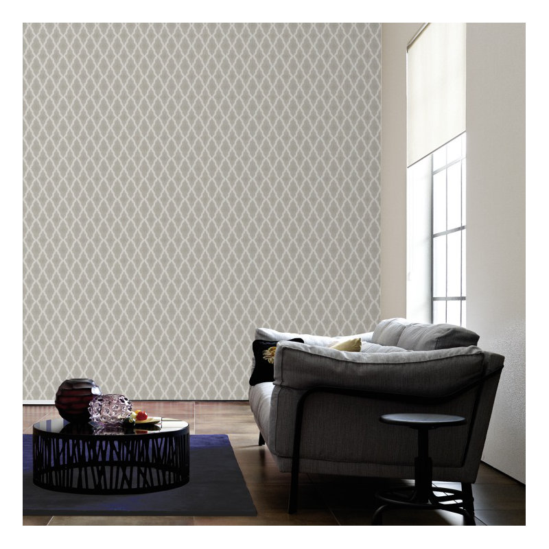 Tessuto 10.05m x 53cm Wallpaper, Grey and cream